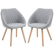 HOMCOM Lot de 2 chaises salle à manger chaise scandinave pieds effilés bois hêtre - assise dossier accoudoirs ergonomiques lin gris Aosom France