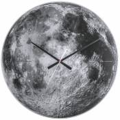Karlsson - Horloge murale en verre Lune - Diam. 60 - Gris