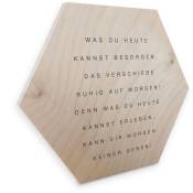 K&l Wall Art - Décoration panneau hexagonal en bois de bouleau naturel Citation Lettrage Déco 25x22cm - beige