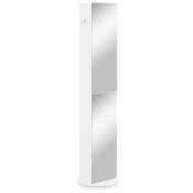 kleankin Meuble de rangement meuble colonne de salle de bain style contemporain pivotant avec miroir 6 étagères 36 x 36 x 171 cm blanc
