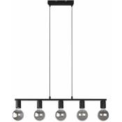 Lampe de table à manger suspension réglable en hauteur lampe de table à manger salon suspendue moderne, noir -mat, 5x E27, LxPxH 82x8x150 cm