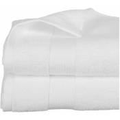 Lot de 2 Draps de bain en Coton Blanc tissu éponge 100 x 150 cm Atmosphera Blanc