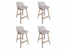 Lot de 4 chaises d'ilot 65 cm en chêne et assise tissu gris clair mellow