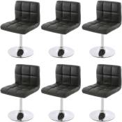 Lot de 6 chaises de salle à manger Kavala, pivotante, similicuir, chrome noir - black
