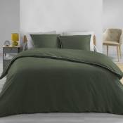 LOUMEA Parure de lit en coton, Calico lisse, 240 x 220 cm