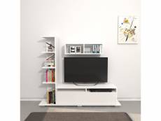 Meuble tv avec étagères en mélaminé - l.150xh.125 cm - blanc