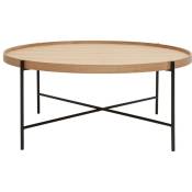 Miliboo - Table basse ronde bois clair et métal noir