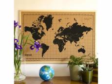 Milimetrado carte du monde liège et cadre bois noir et marron 70x50 cm 425841