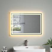 Miroir Salle de Bai avec éclairage Miroir Mural Pour Salle de Bain à led Miroir Lumineux 70x50 cm,Interrupteur Mural,Blanc Chaud 3000K,IP44