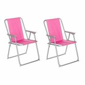 Pegane Lot de 2 chaises de camping pliantes coloris rose - L. 74.5 x l. 53 x H. 7cm -PEGANE-
