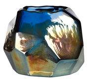 Photophore Graphic luster / Verre - H 10 cm - Pols Potten bleu en verre