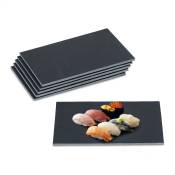 Plat de service, lot 6, rectangulaire, pour servir fromage/sushis/desserts, 26 x 16 cm, noir - Relaxdays