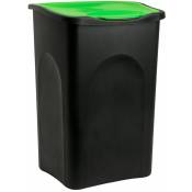 Poubelle 50 litres - Avec couvercle - Collecteur de déchets - 3 couleurs Noir/vert