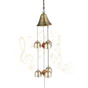 Relaxdays - Carillon à vent, cloches, métallique, suspendre, déco Feng Shui, longueur : 56 cm, intérieur & extérieur, doré