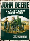 Retro Plaque Vintage John Deere – Quality – Idée de Cadeau pour Les Fans de tracteurs, en métal, Design décoration, 30 x 40 cm