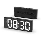 Réveil numérique, horloge led pour chambre à coucher, avec affichage de la température, luminosité réglable, commande vocale, affichage 12/24H