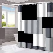 Rideau de douche noir Ensemble de rideaux de douche modernes Rideaux de douche noirs et blancs pour tissu de salle de bain Rideau de douche gris