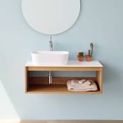 Sanycces - Meuble suspendu Uno wood pour vasque à poser Blanc - 90 x 45 cm