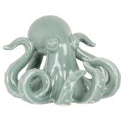 Statuette pieuvre en porcelaine bleu clair H9