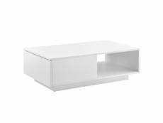 Table basse de salon avec tiroir et compartiment de rangement 95 x 55 cm 15 mm blanc brillant helloshop26 03_0006143