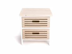 Table de chevet, meuble rangement bois clair 2 tiroirs de rangement 40x29x42cm