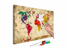 Tableau à peindre par soi-même - carte du monde (taches colorée) A1-MA_0102