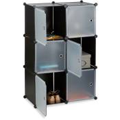 Tagère cubes penderie armoire rangement 6 casiers plastique modulable diy HxlxP: 105x70x35 cm, noir - Relaxdays