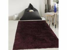 Tapis shaggy tapis rond ø 140cm malaidory violet fait main certification care and fair idéal pour chambre