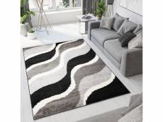 Tapiso tapis salon chambre shaggy delhi noir gris blanc