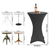 Tolletour - Housse de table haute Revêtement élastique table bistro bar. Ø60 cm / noir.Lot de 2 - Noir