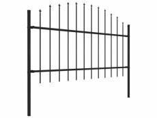 Vidaxl clôture de jardin à dessus en lance acier (1-1,25)x10,2 m noir 277726