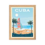 Affiche Cuba avec Cadre (Bois) 30x40 cm