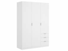 Armoire placard meuble de rangement coloris blanc - longueur 121 x profondeur 52 x hauteur 184 cm