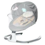 Balancelle bébé électrique avec télécommande Lexlife 5 gammes d'oscillation - timeable 8/15/30/60 mins - Gris