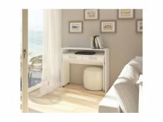 Bureau/console extensible alto design, pratique et modulable, 2 tiroirs, coloris blanc mat.