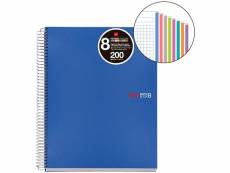 Cahier basicos mr - 42005 - format a5-200 feuilles de papier quadrillé de 8 couleurs différentes - couverture en polypropylène - bleu 42005