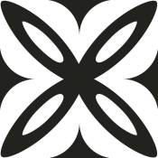Carres adhesifs - Fleur geometrique noir et blanc