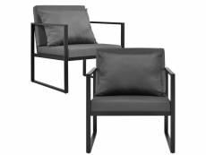 [casa.pro] 2 x chaises extérieures robustes avec coussins confortables noir 70 x 60 x 60 cm