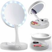 Ccykxa - Miroir cosmétique avec lumière led et organisateur