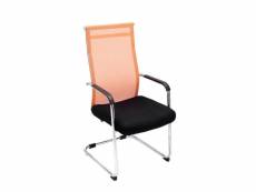 Chaise pour visiteur fauteuil de bureau avec accoudoirs orange pieds chromé bur10147