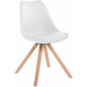 CLP - Chaise avec des jambes en bois claires légères et assise de différentes couleurs comme colore : Blanc