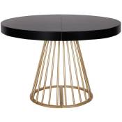 Cotecosy - Table ronde extensible Soare Noir pieds Or - Noir