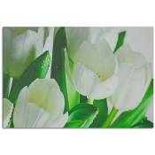 Feeby - Tableau tulipes blanches - 120 x 80 cm - Vert