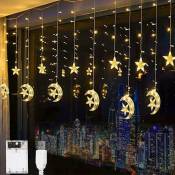 Fenêtre rideau guirlandes lumineuses led guirlandes lumineuses lune étoile guirlandes lumineuses à Pôles Noël mariage fête chambre décor Fei Yu