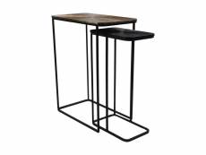 Fletcher - set de 2 tables d'appoint - aluminium/fer - doré/noir - 60 x 77 x 35 cm