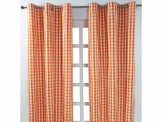Homescapes rideaux oeillets à grands carreaux vichy orange, lot de 2, 137 x 228 cm KT1412C