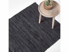 Homescapes tapis cuir denver tissé noir 90 x 150 cm RU1122A