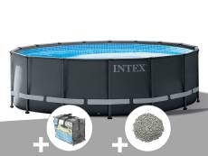 Kit piscine tubulaire Intex Ultra XTR Frame ronde 4,27 x 1,22 m + Bâche à bulles + 10 kg de zéolite