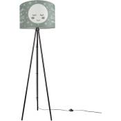 Lampe pour enfants Lampadaire Chambre d'enfant Lampe avec motif lune E27 Trois Pieds Noir + Ampoule, Gris (Ø45.5 cm) - Paco Home