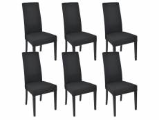 Lascala - lot de 6 chaises tissu noir et pieds laqués